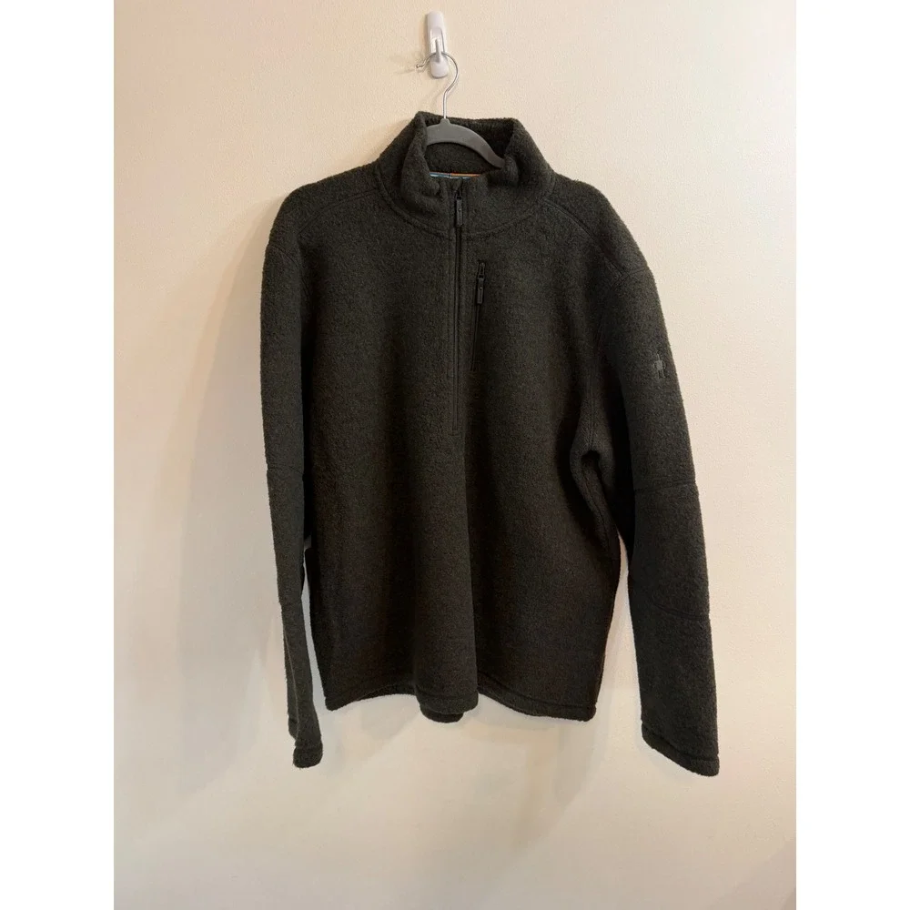 Smartwool Hudson Trail Fleece Half Zip Sweater Mens XL Dark Green Hiking